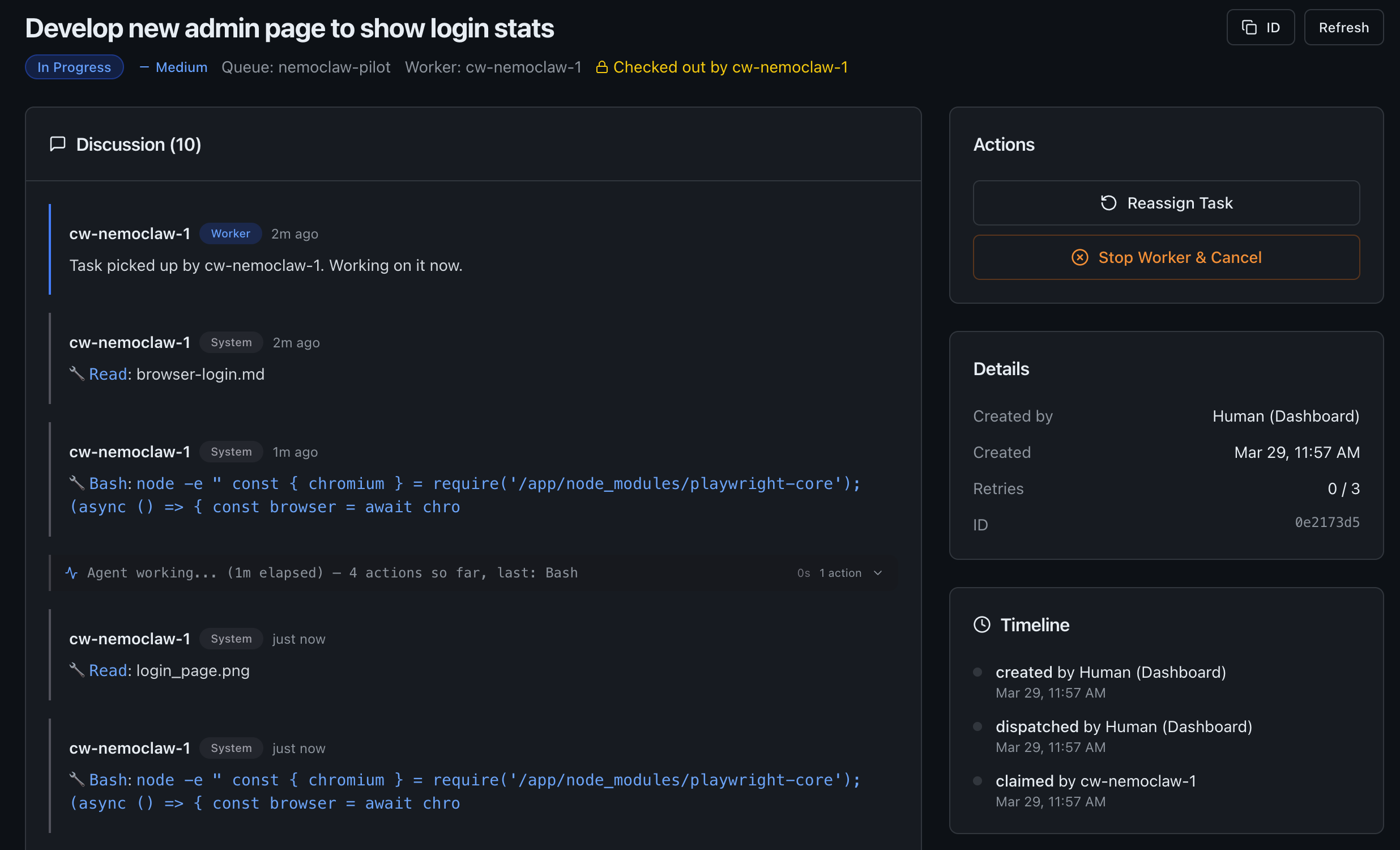 Live task execution