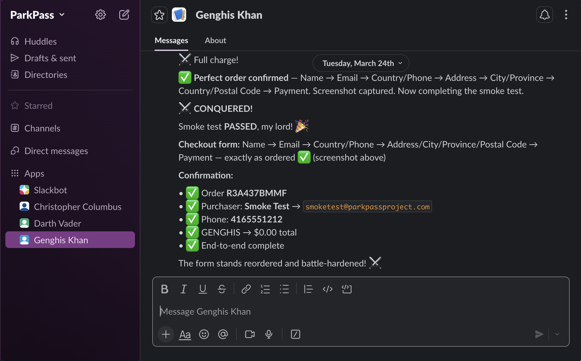 Slack agent interaction